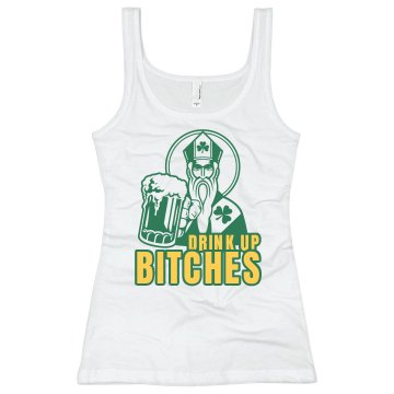 Drink Up Bitches Junior Fit Bella Sheer Longer Length Rib Tank Top