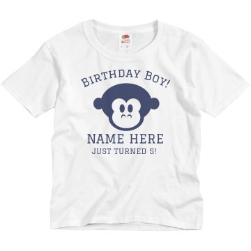 Birthday Boy Hippo Youth Basic Gildan Ultra Cotton Crew Neck Tee