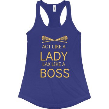 Lax Like A Boss Junior Fit Bella Sheer Longer Length Rib Racerback Tank Top
