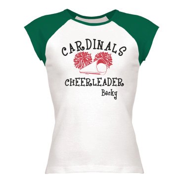 Cheerleader With Pompoms Junior Fit Bella 1x1 Rib Cap Sleeve Raglan Tee