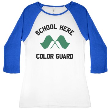 Dublin HS Color Guard Junior Fit Bella 1x1 Rib 3/4 Sleeve Raglan Tee
