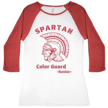 Spartan Color Guard Junior Fit Bella 1x1 Rib 3/4 Sleeve Raglan Tee