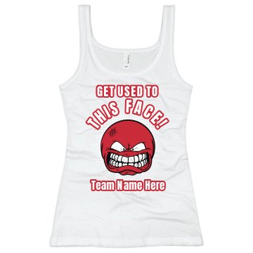 Dogdeball Team Face Junior Fit Bella Longer Length 1x1 Rib Tank Top