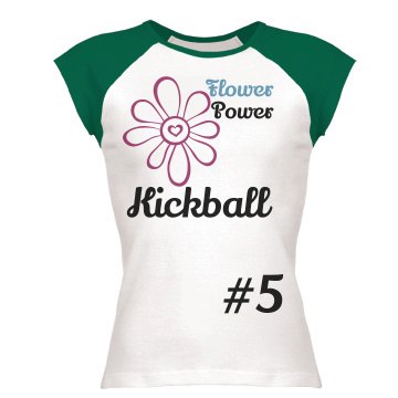 Flower Power Kickball Junior Fit Bella 1x1 Rib Ringer Tee