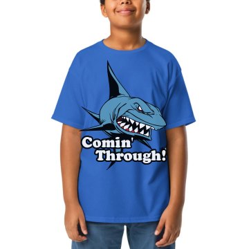 Lil' Shark Comin' Through Youth Gildan Ultra Cotton Crew Neck Tee
