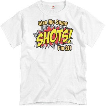 21st Birthday Shots Unisex Basic Gildan Heavy Cotton Crew Neck Tee