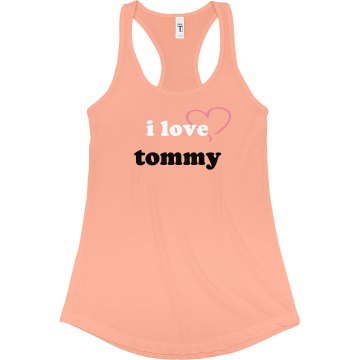 i love tommy Junior Fit Bella Sheer Longer Length Rib Racerback Tank Top