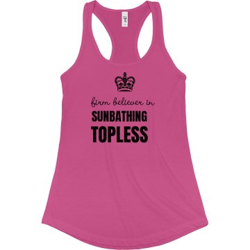 Sunbathe Topless Tank Junior Fit Bella Sheer Longer Length Rib Racerback Tank Top