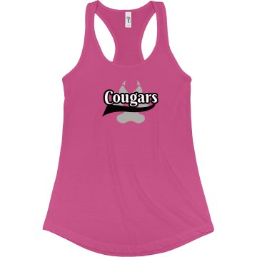Team Cougars Junior Fit Bella Sheer Longer Length Rib Racerback Tank Top
