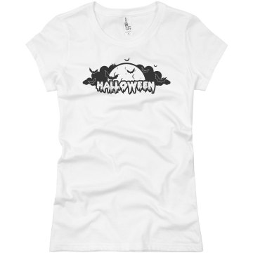 Halloween Drip Text Junior Fit Basic Bella Favorite Tee