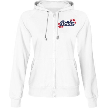 Bride Hearts Hoodie Junior Fit Bella Fleece Raglan Zip Hoodie