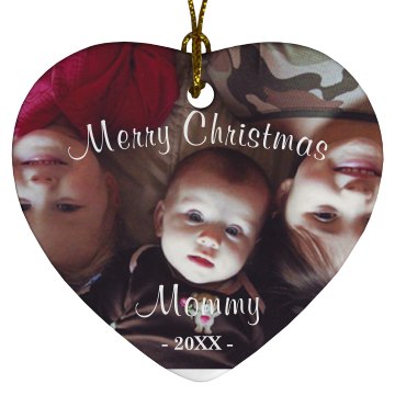 Happy Holidays Mommy Porcelain Heart Ornament