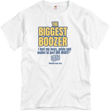 The Biggest Boozer Mens Unisex Basic Gildan Heavy Cotton Crew Neck Tee