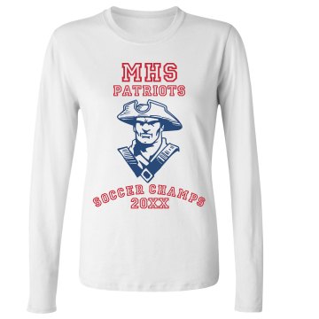 School Campions Tee Junior Fit Bella Long Sleeve Crewneck Jersey Tee