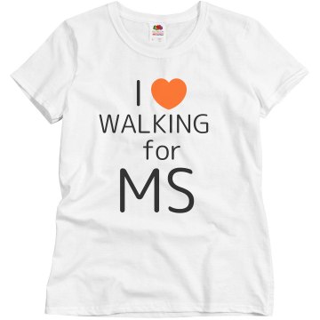 I Heart Walking For MS Misses Relaxed Fit Basic Gildan Ultra Cotton Tee