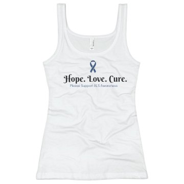 Hope Love Cure ALS Junior Fit Basic Bella 2x1 Rib Tank Top
