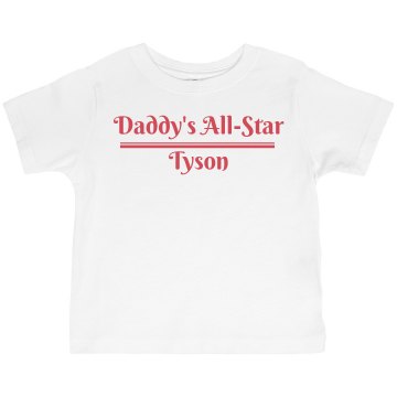 Daddy's All Star Tee Toddler American Apparel 3/4 Sleeve Baseball Tee