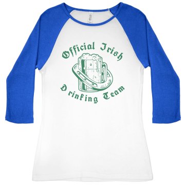 Irish Drinking Team Junior Fit Bella 1x1 Rib 3/4 Sleeve Raglan Tee