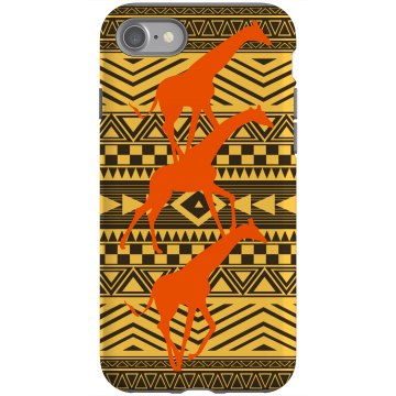 African Giraffe Motif Rubber iPhone 4 & 4S Case Black