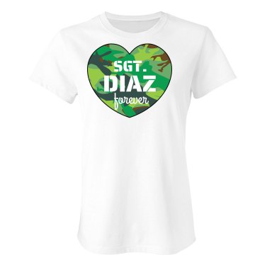 Green ACU Camo heart  Junior Fit Bella Sheer Longer Length Rib Tee