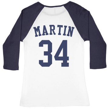 Springfield Softball Junior Fit Bella 1x1 Rib 3/4 Sleeve Raglan Tee