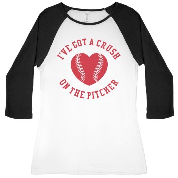 Crush on the Pitcher Junior Fit Bella 1x1 Rib Cap Sleeve Raglan Tee