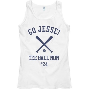 Tee Ball Mom Junior Fit Bella Slit V-Neck Tee