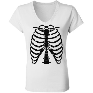 Skeleton Chest Junior Fit Bella V-Neck Jersey Tee