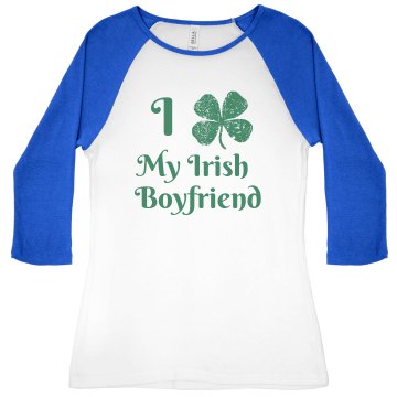 I Heart St Patty's Junior Fit Bella 1x1 Rib Ringer Tee