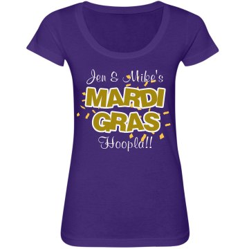 Mardi Gras Hoopla Junior Fit Bella Sheer Longer Length Scoopneck Tee