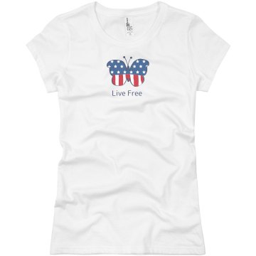 Live Free Butterfly Junior Fit Basic Bella Favorite Tee