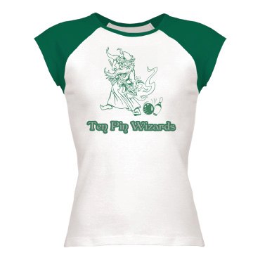 Ten Pin Wizards Team Junior Fit Bella 1x1 Rib Ringer Tee