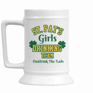 Drinking Team Stein 28oz Gold Trim Ceramic Stein
