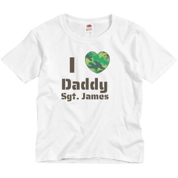 Camo Heart Love Daddy Youth Basic Gildan Heavy Cotton Crew Neck Tee