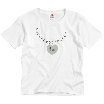 Initial Necklace Youth Basic Gildan Ultra Cotton Crew Neck Tee