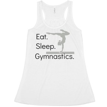 Eat Sleep Gymnastics Junior Fit Bella 1x1 Rib Ringer Tee
