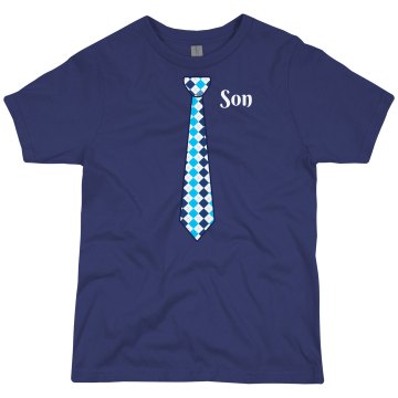Son Blue Neck Tie  Youth Gildan Ultra Cotton Crew Neck Tee