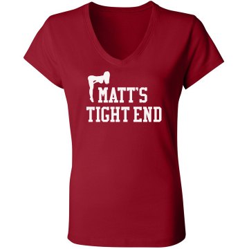 Matt's Tight End Football Junior Fit Bella Sheer Longer Length Rib V-Neck Tee 