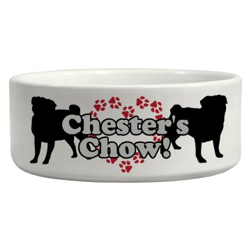 Chester's Pug Chow Ceramic Pet Bowl