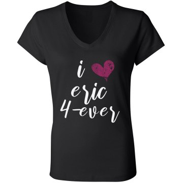 I Heart Eric Tee Junior Fit Bella Sheer Longer Length Rib V-Neck Tee 