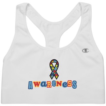 Help Cure Autism Bra Alo Ladies' Mesh Back Sports Bra