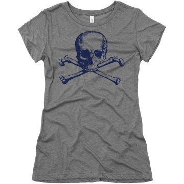 Skull Bones Rhinestone Junior Fit Bella Triblend Tee