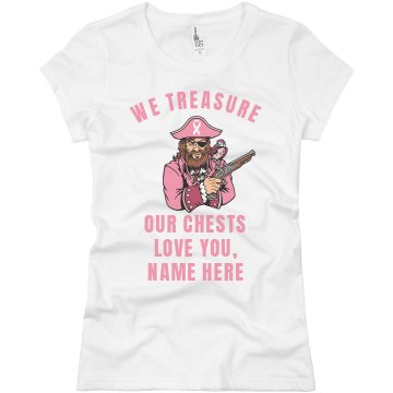 Breast Cancer Pirate Tee Junior Fit Basic Bella Favorite Tee