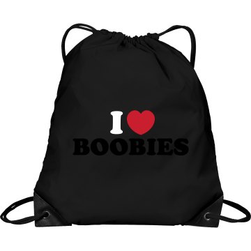 I Heart Boobies A Lot Port & Company Drawstring Cinch Bag