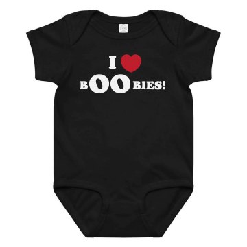 I Heart Big Boobies Infant Rabbit Skins Lap Shoulder Creeper