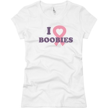 I Heart Boobies Cure Junior Fit Basic Bella Favorite Tee