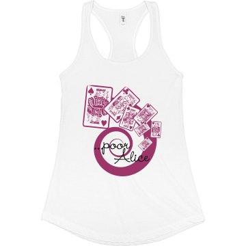 Poor Alice in Wonderland Junior Fit Bella Sheer Longer Length Rib Racerback Tank Top