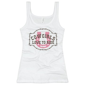 Cowgirls Love To Ride Junior Fit Basic Bella 2x1 Rib Tank Top