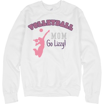 Volleyball Mom Rhinestone Unisex Hanes Crew Neck Sweatshirt