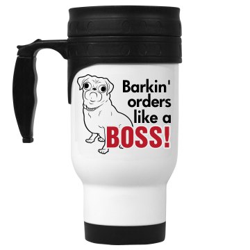 Boss Barking Orders 14oz White Stainless Steel Travel Mug